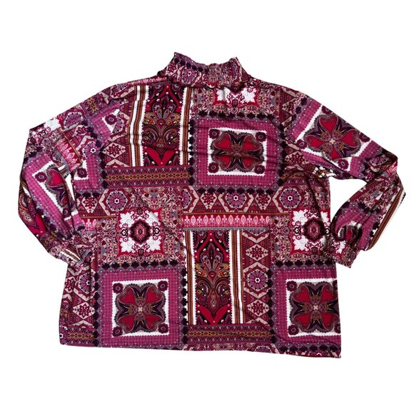 Susan Graver Womens Tunic‎ Top Plus 2X Liquid Knit Stretchy Blouse Boho Paisley - Picture 1 of 7